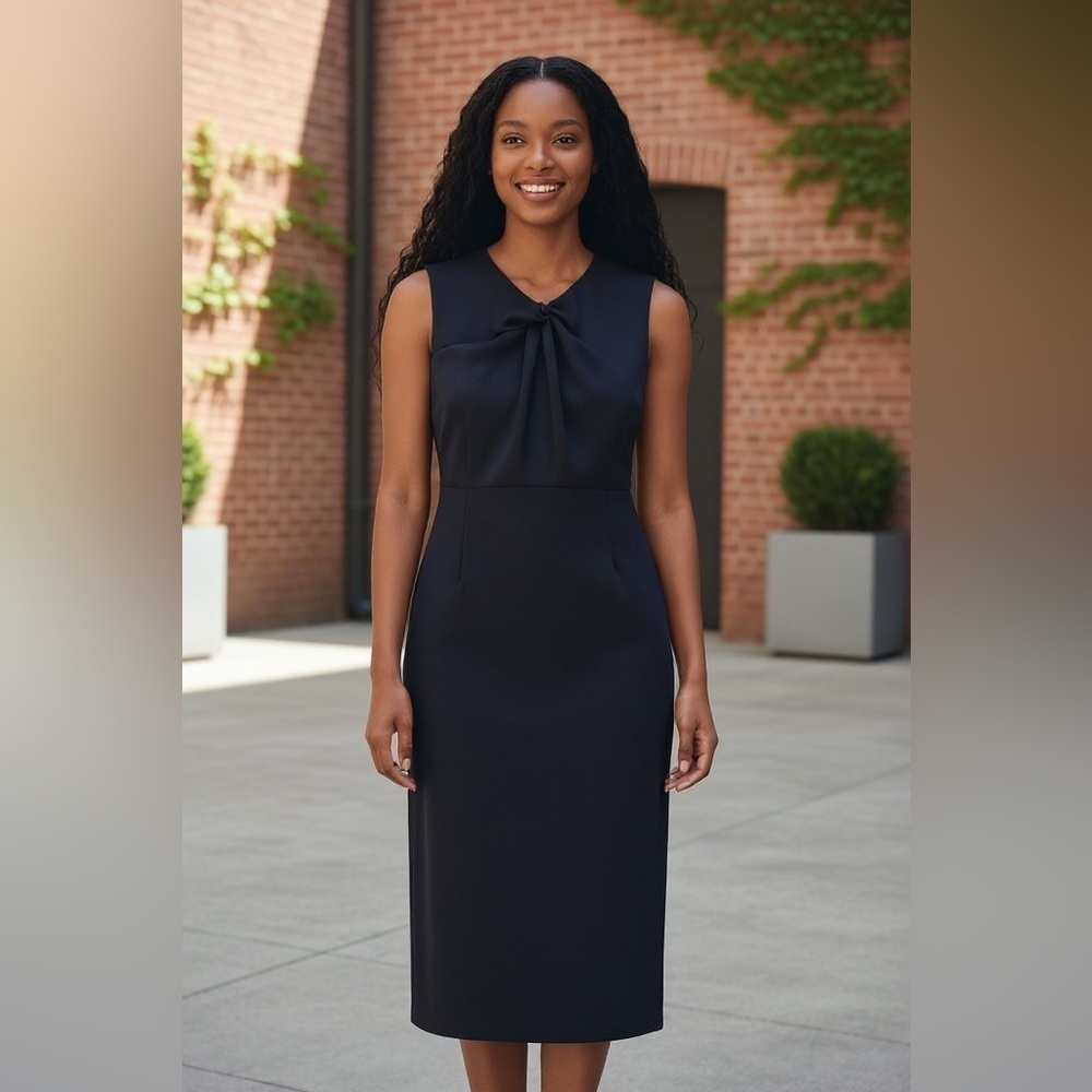 Zara NWT Black Sleeveless Twist Front Midi Dress Size S Wedding Office Business